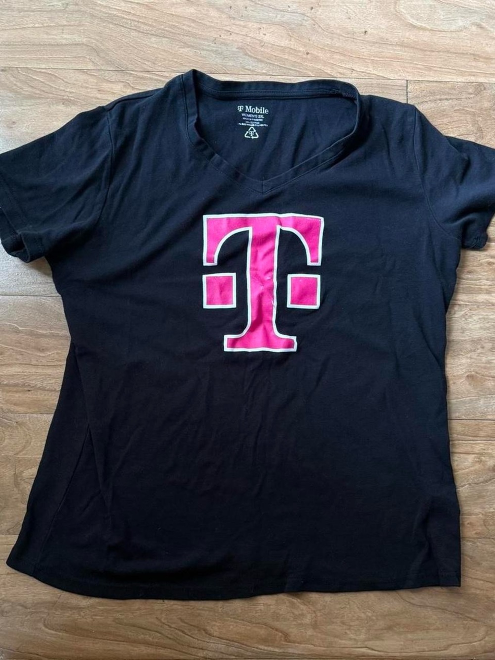 Black V-Neck Logo Tee - Women's